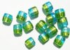 12 11x7mm Two Tone Aqua & Green Foil Pillow Beads